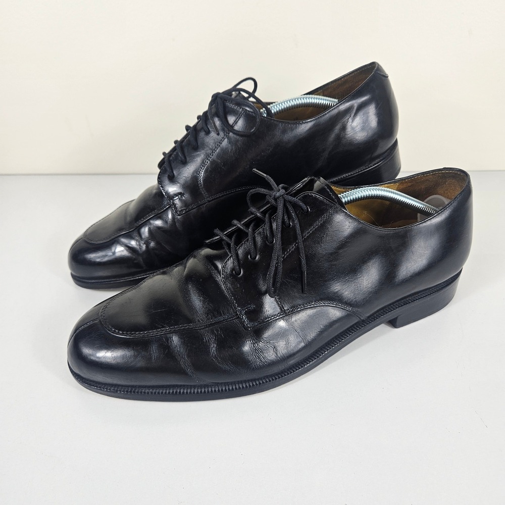 Cole Haan Calhoun Mens Size 11 2E Split Apron Toe Oxford Black Leather Shoes - Picture 2 of 9